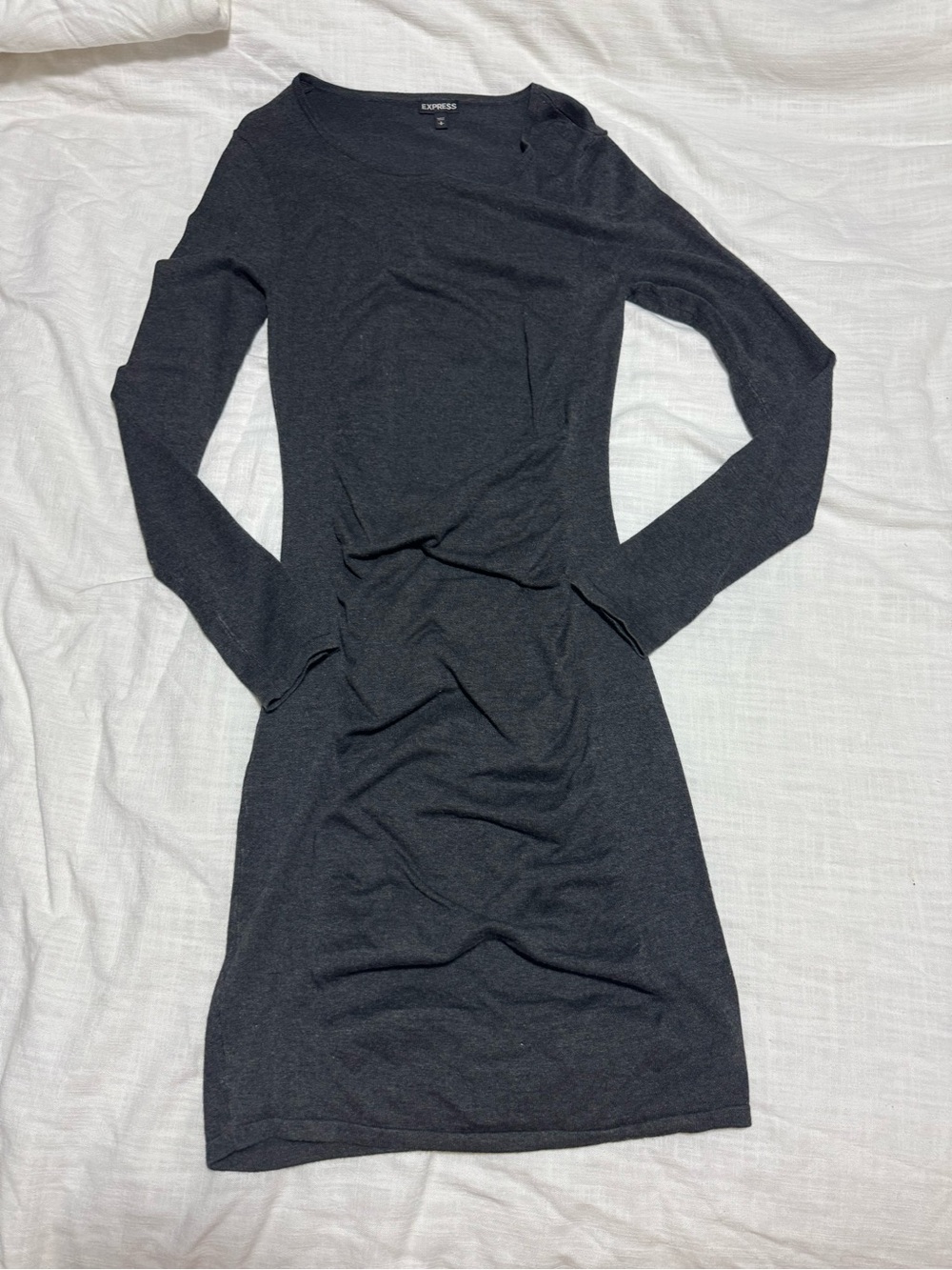 Express Charcoal Gray Long-Sleeve Bodycon Dress